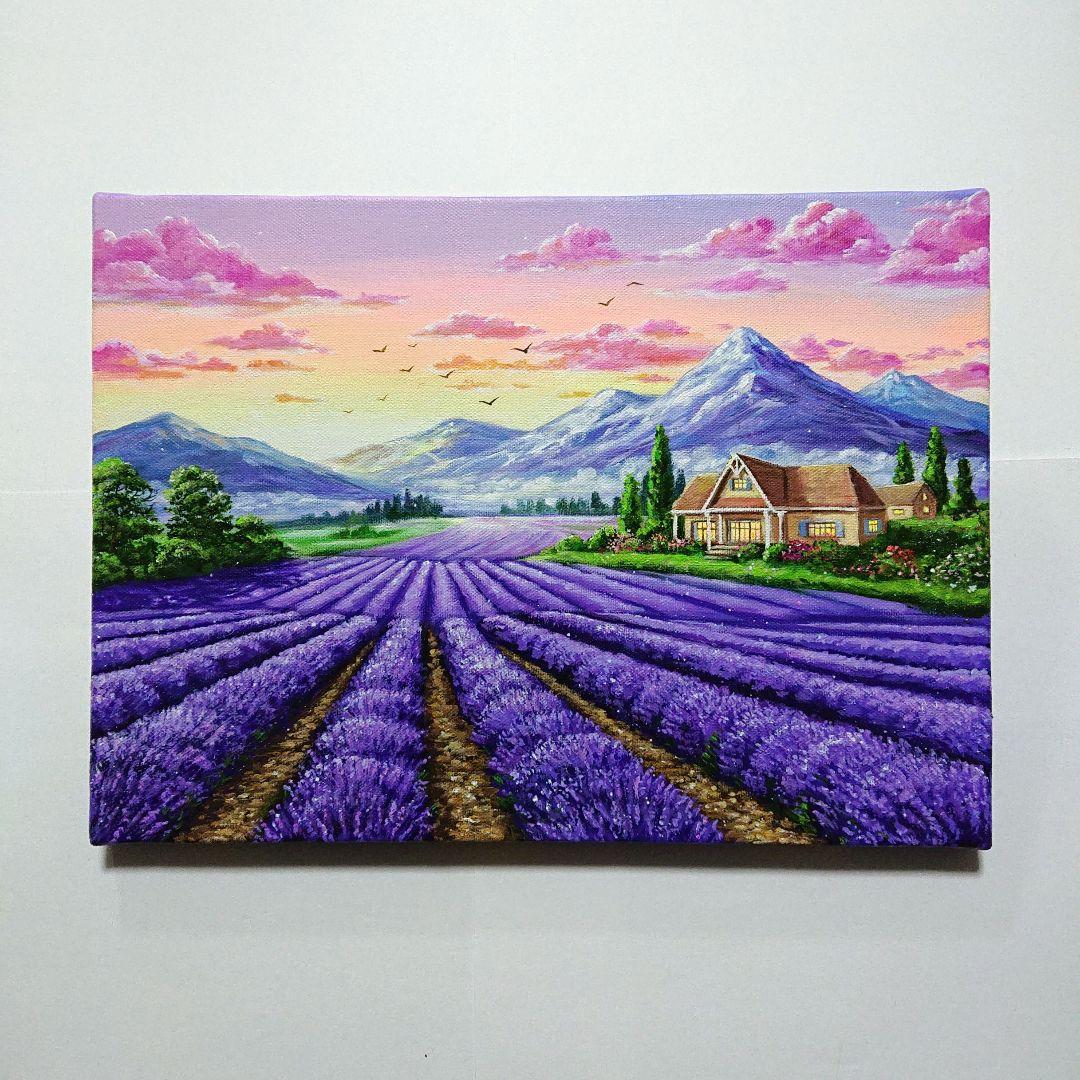 【ラベンダー】アクリル画 F4 風景画 絵画