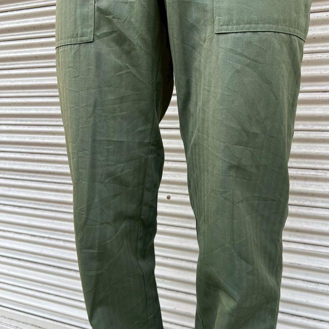 80s 韓国軍 実物 ベイカーパンツ ヘリンボーン W72cm 14号 カーゴ