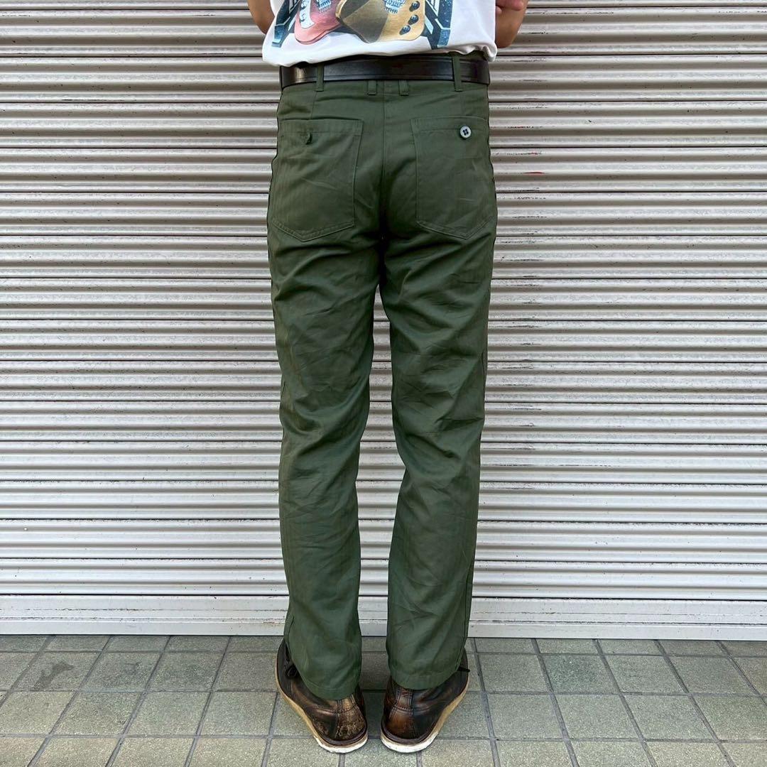 80s 韓国軍 実物 ベイカーパンツ ヘリンボーン W72cm 14号 カーゴ