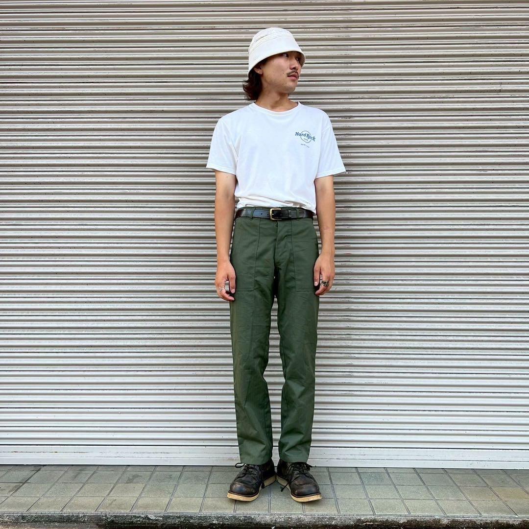 80s 韓国軍 実物 ベイカーパンツ ヘリンボーン W72cm 14号 カーゴ