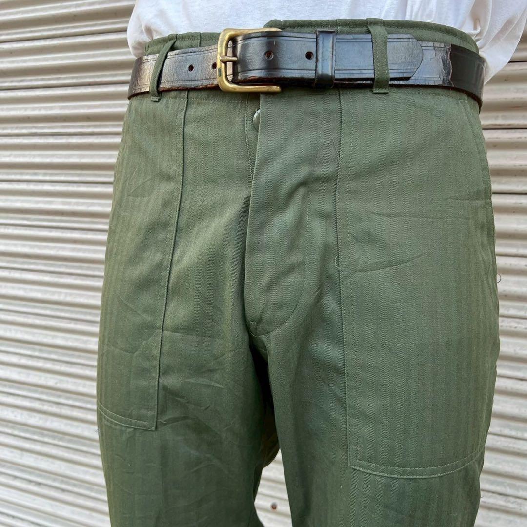 80s 韓国軍 実物 ベイカーパンツ ヘリンボーン W72cm 14号 カーゴ