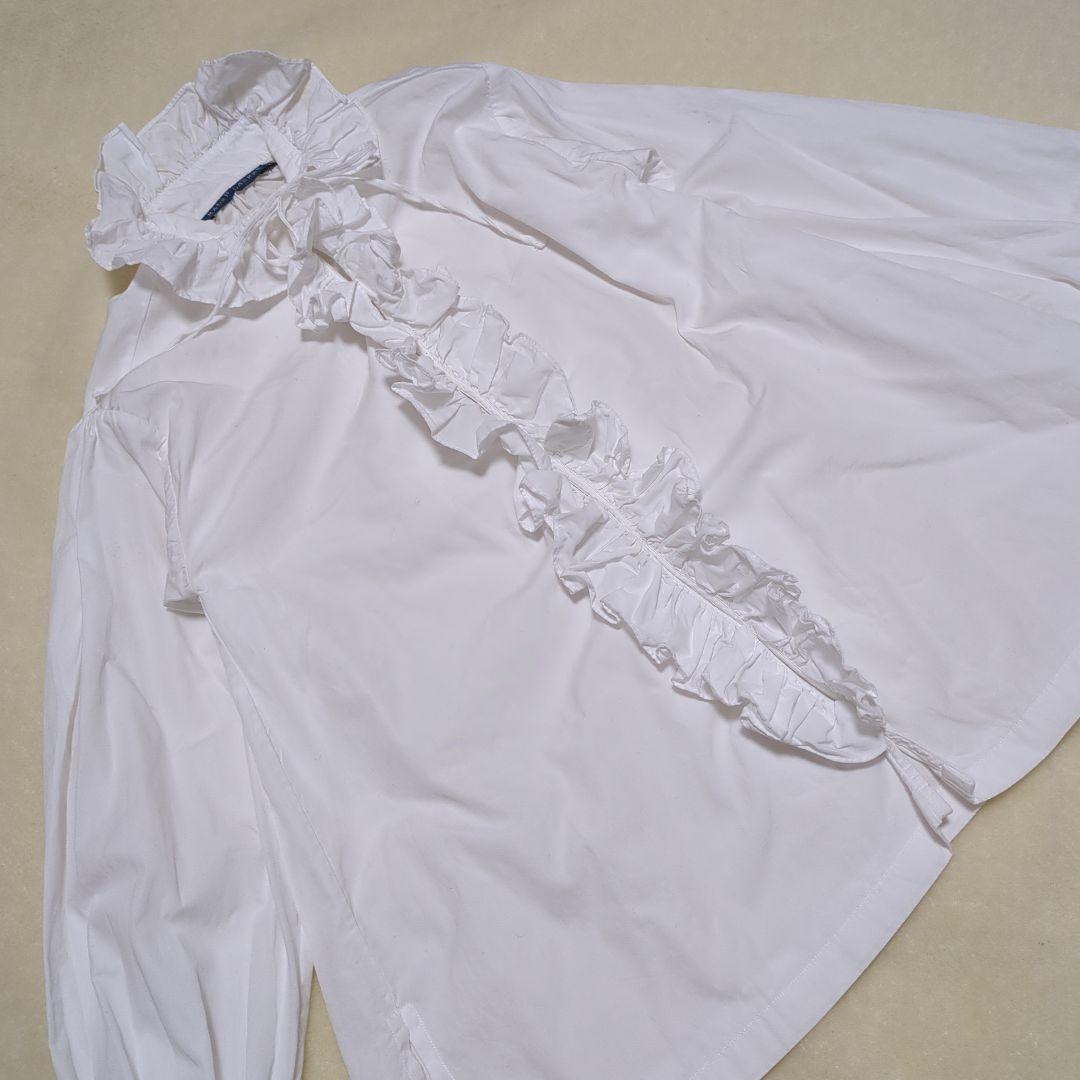 Ralph Lauren ラルフローレン フリル付き白シャツ 長袖 綿 サイズ2