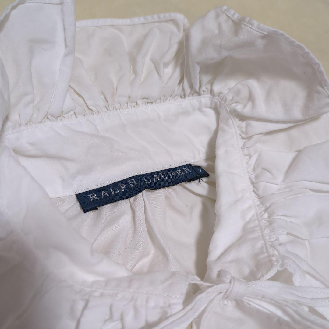 Ralph Lauren ラルフローレン フリル付き白シャツ 長袖 綿 サイズ2