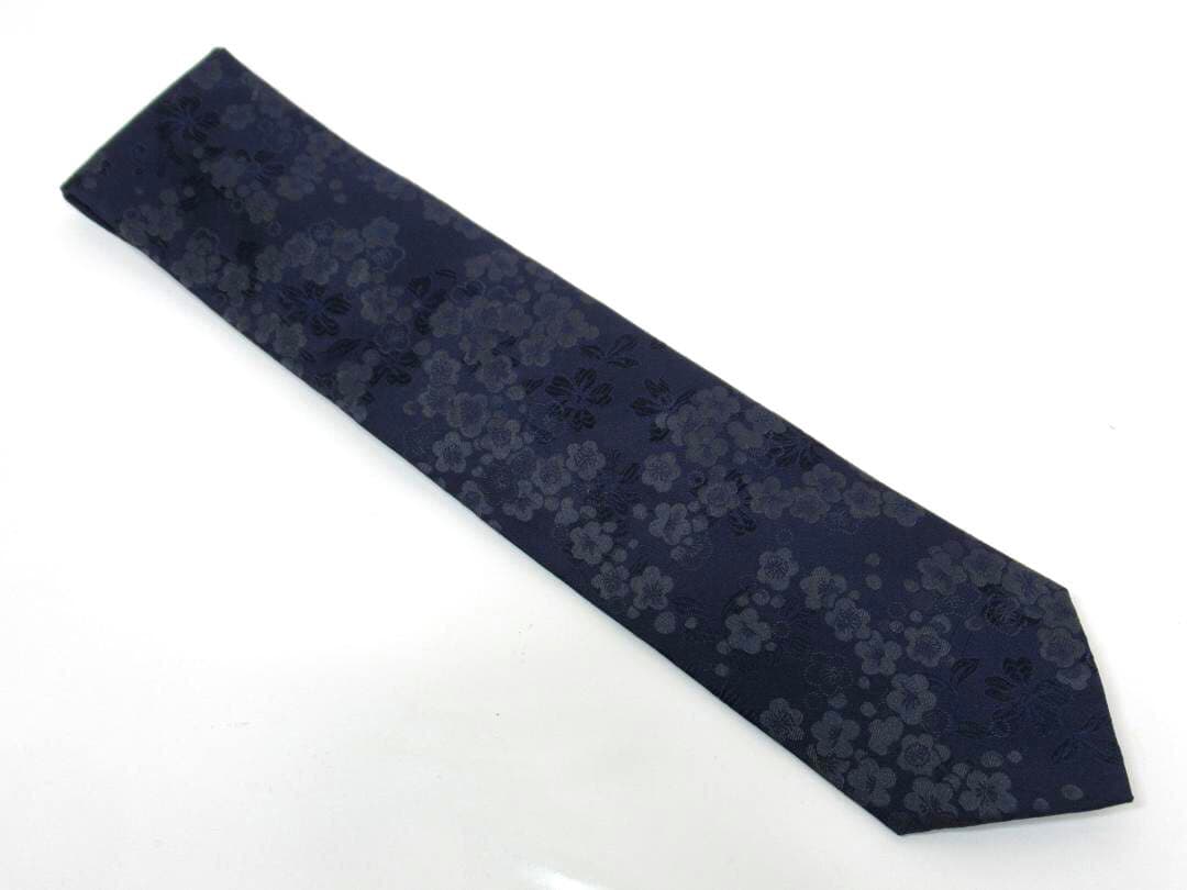 TIEYOURTIE タイユアタイ シルク ネクタイ 織り花柄 ダークネイビー系