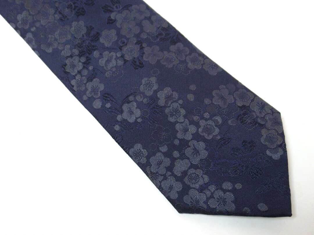 TIEYOURTIE タイユアタイ シルク ネクタイ 織り花柄 ダークネイビー系