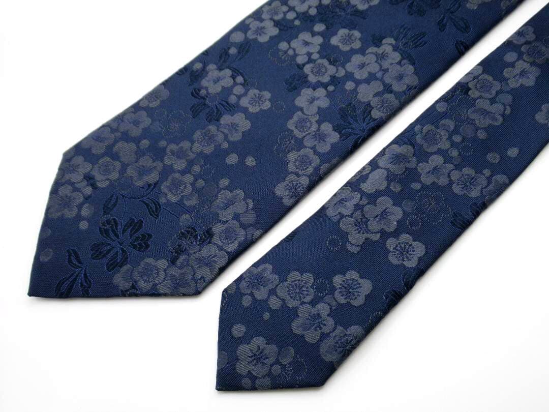 TIEYOURTIE タイユアタイ シルク ネクタイ 織り花柄 ダークネイビー系