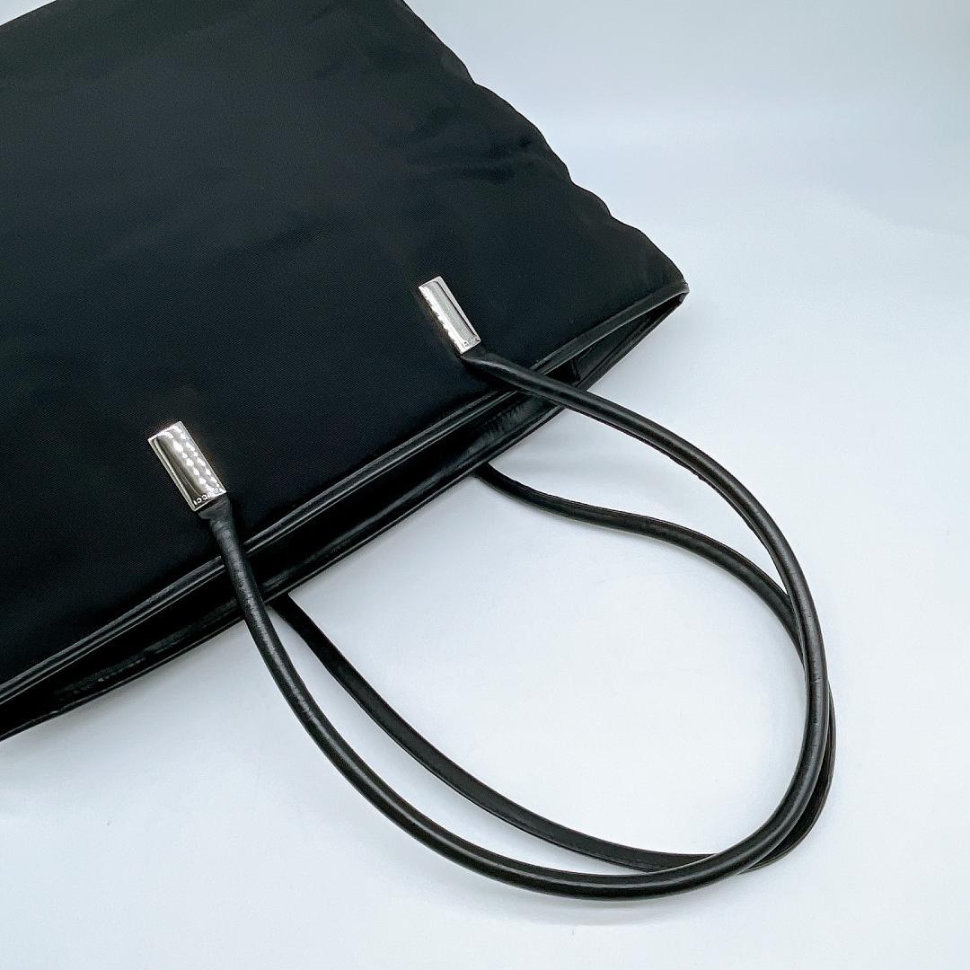 良品 GUCCI A4可能 キャンバス トートバッグ シルバー金具 f223