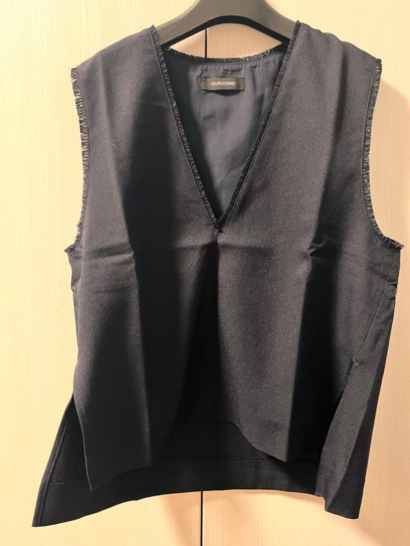 OUR 洗えるフリンジベスト ネイビー