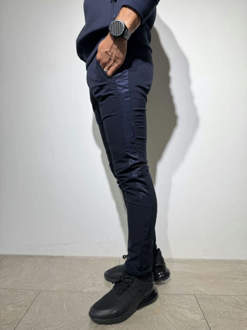 新品SLDO　裏起毛プライムフレックスサテンラインパンツ　NAVY XL