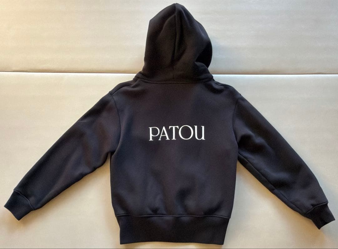 PATOU ジップアップフーディー　ロゴパーカー XS 黒　ロゴ付き保存袋付き