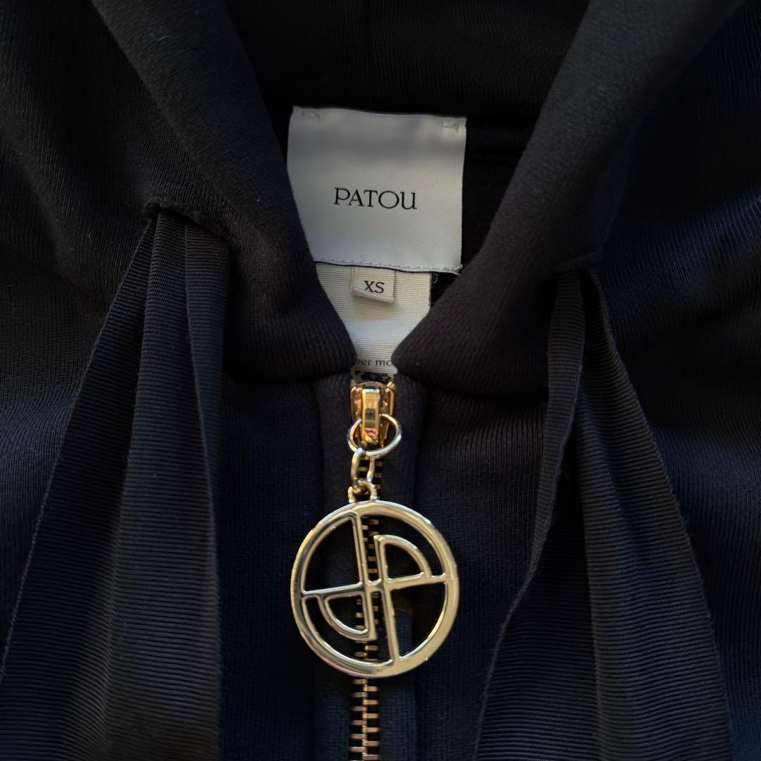 PATOU ジップアップフーディー　ロゴパーカー XS 黒　ロゴ付き保存袋付き