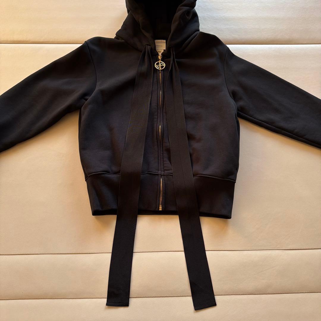 PATOU ジップアップフーディー　ロゴパーカー XS 黒　ロゴ付き保存袋付き