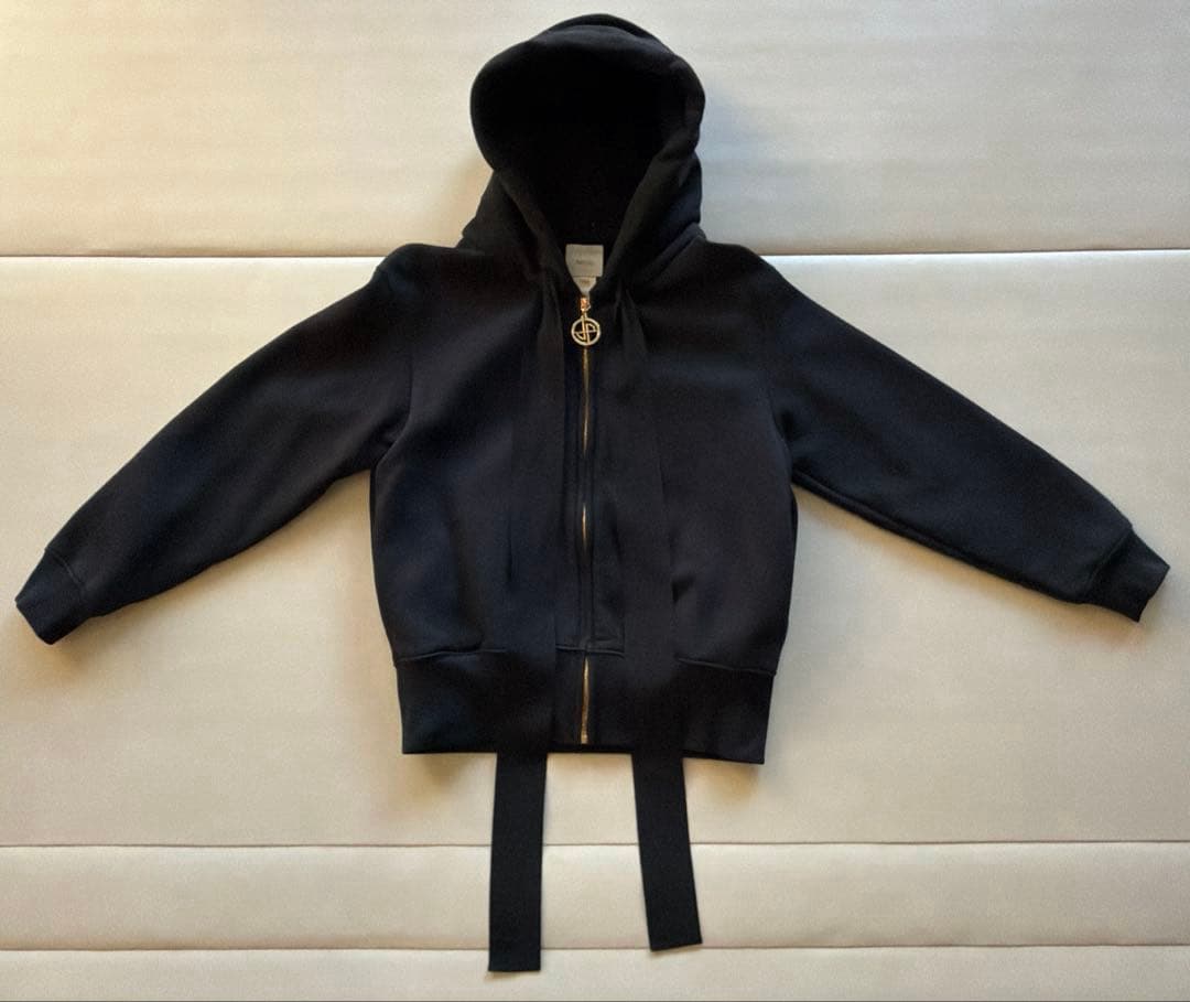PATOU ジップアップフーディー　ロゴパーカー XS 黒　ロゴ付き保存袋付き