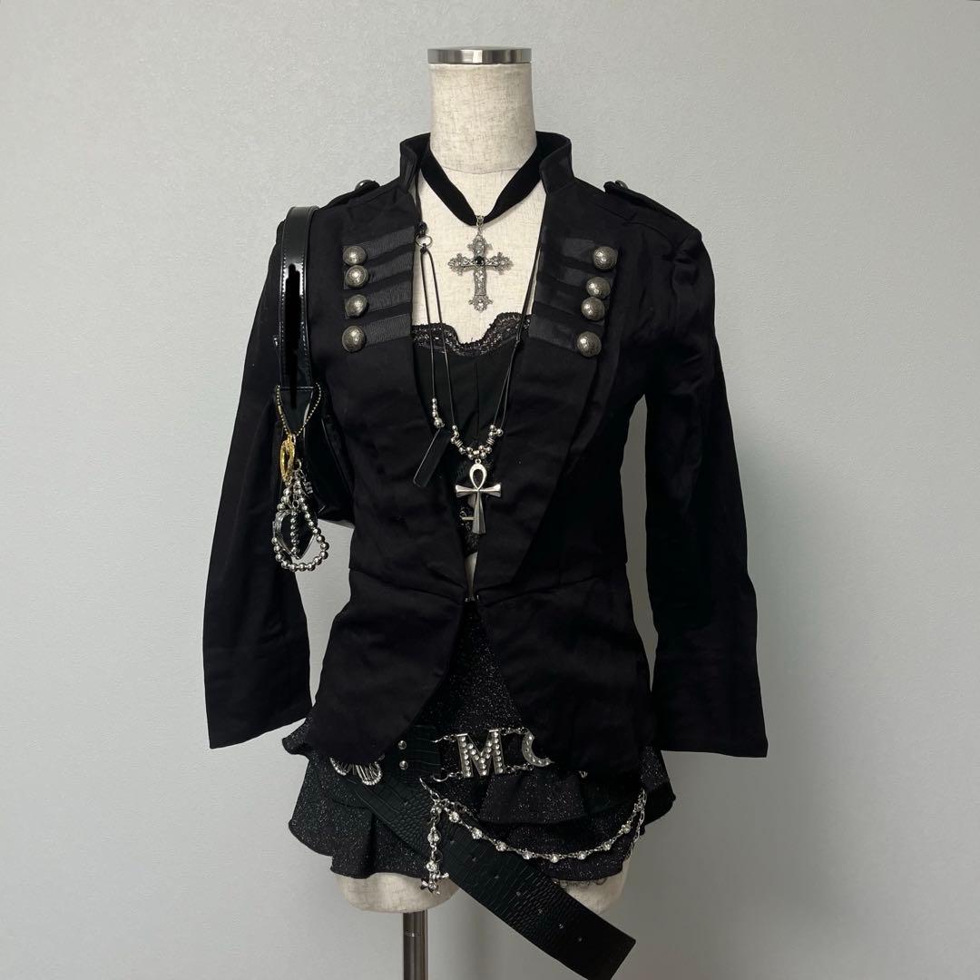 ナポレオン ジャケット 海外ガール ダークコア y2k 退廃的 軍服風