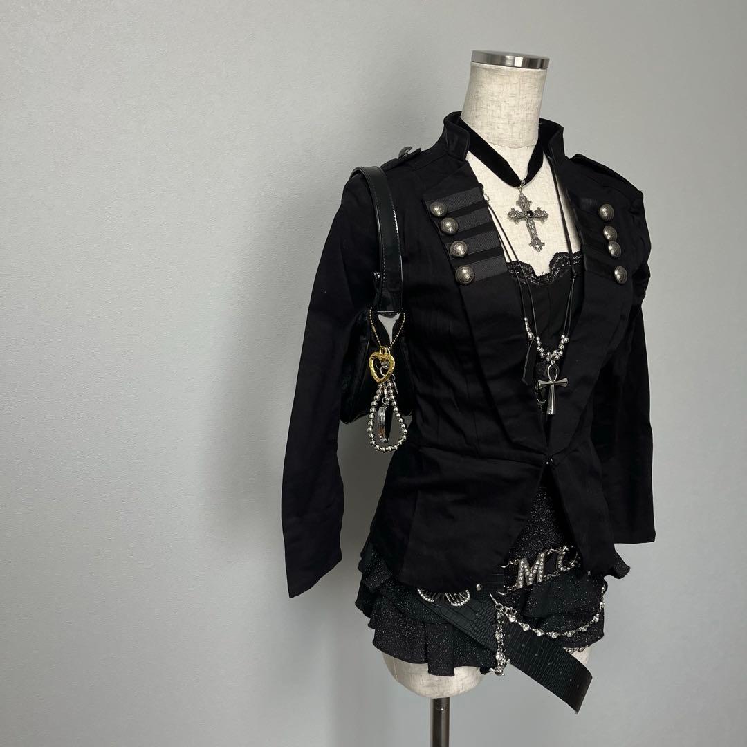 ナポレオン ジャケット 海外ガール ダークコア y2k 退廃的 軍服風