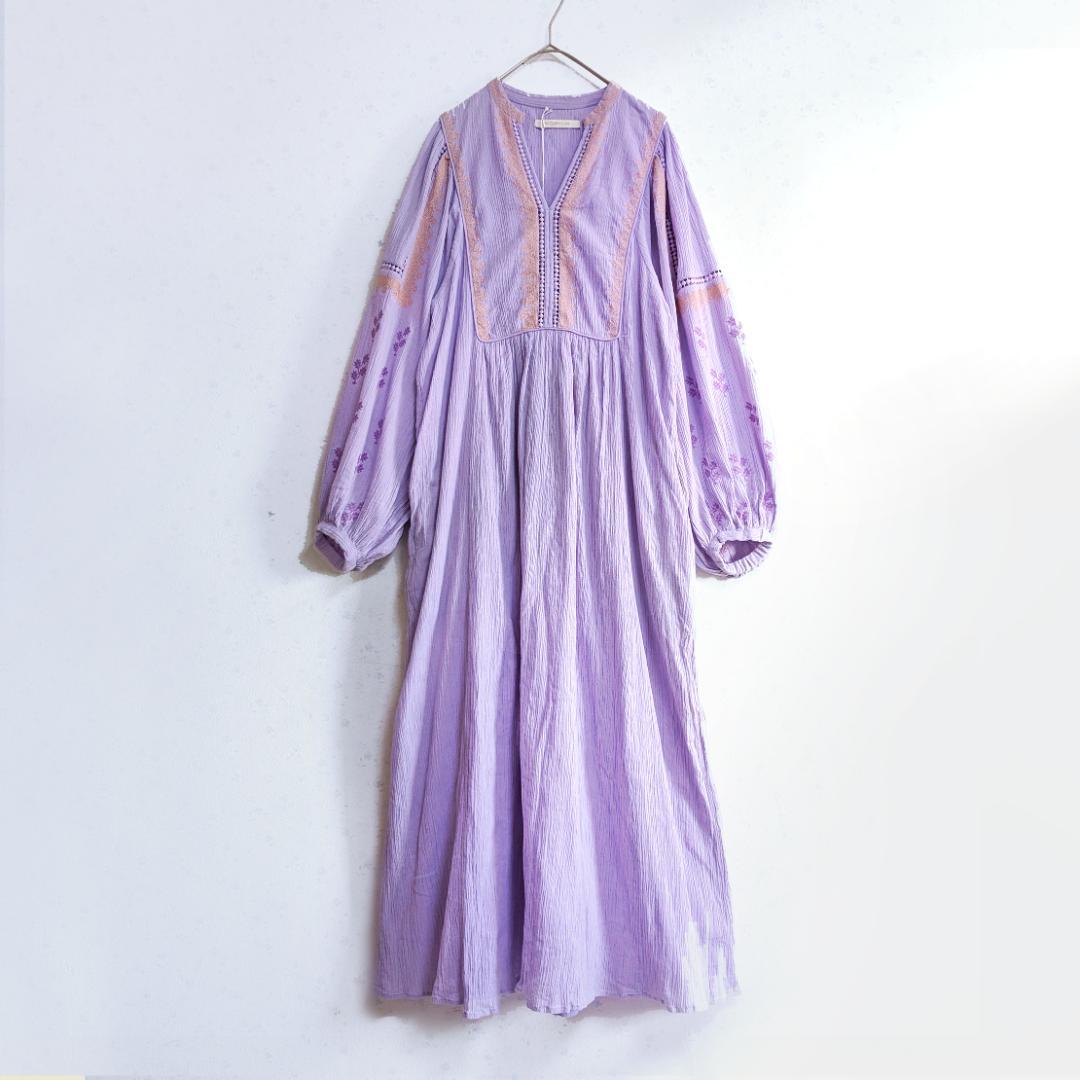 新品 ヌキテパ コットン ガーゼ エンブロイダリー ヨーク ワンピース