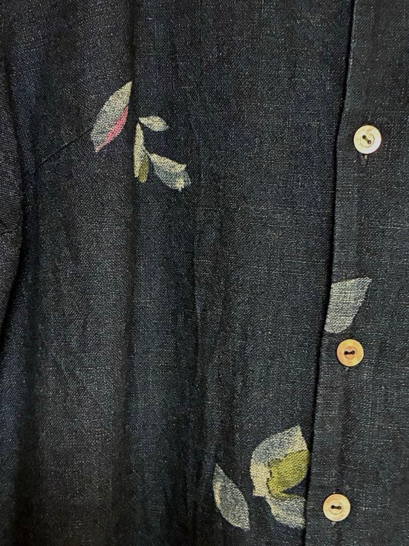 パラスパレス　インディゴ抜染花柄シャツ