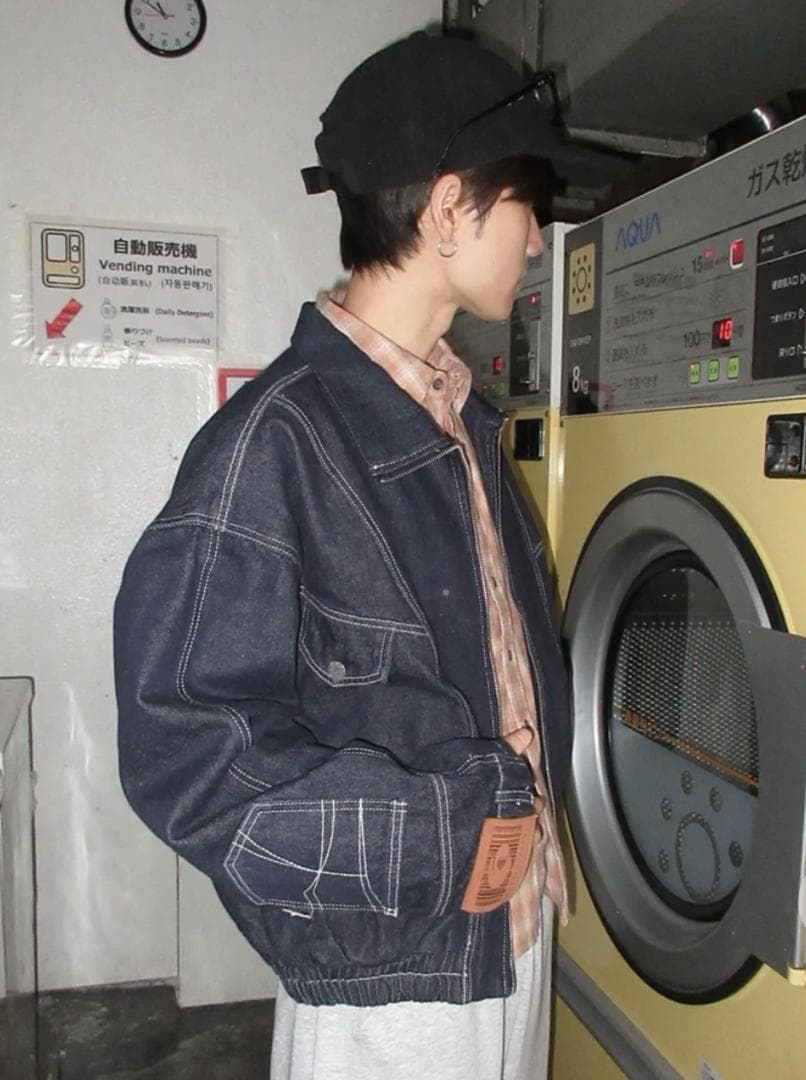 L2222　ユニークデニムジャケット　XL（navy）　地底人ONLINE