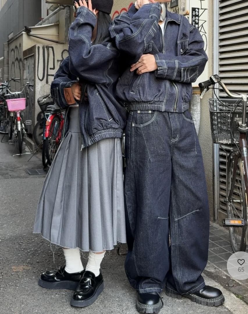 L2222　ユニークデニムジャケット　XL（navy）　地底人ONLINE