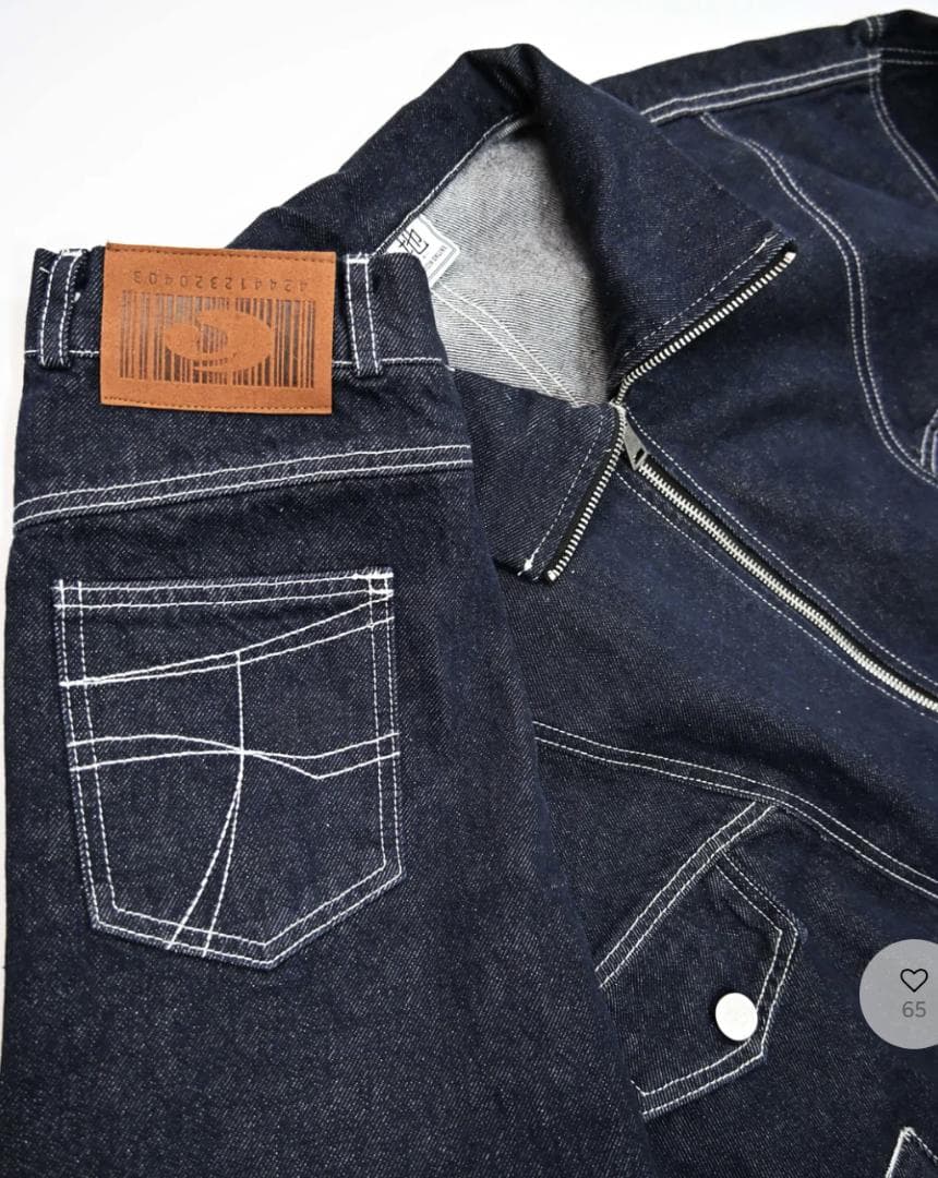 L2222　ユニークデニムジャケット　XL（navy）　地底人ONLINE