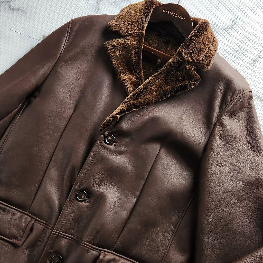 最高級メリノラム✨HUGO BOSS リアルムートンコート ラムレザー ロング
