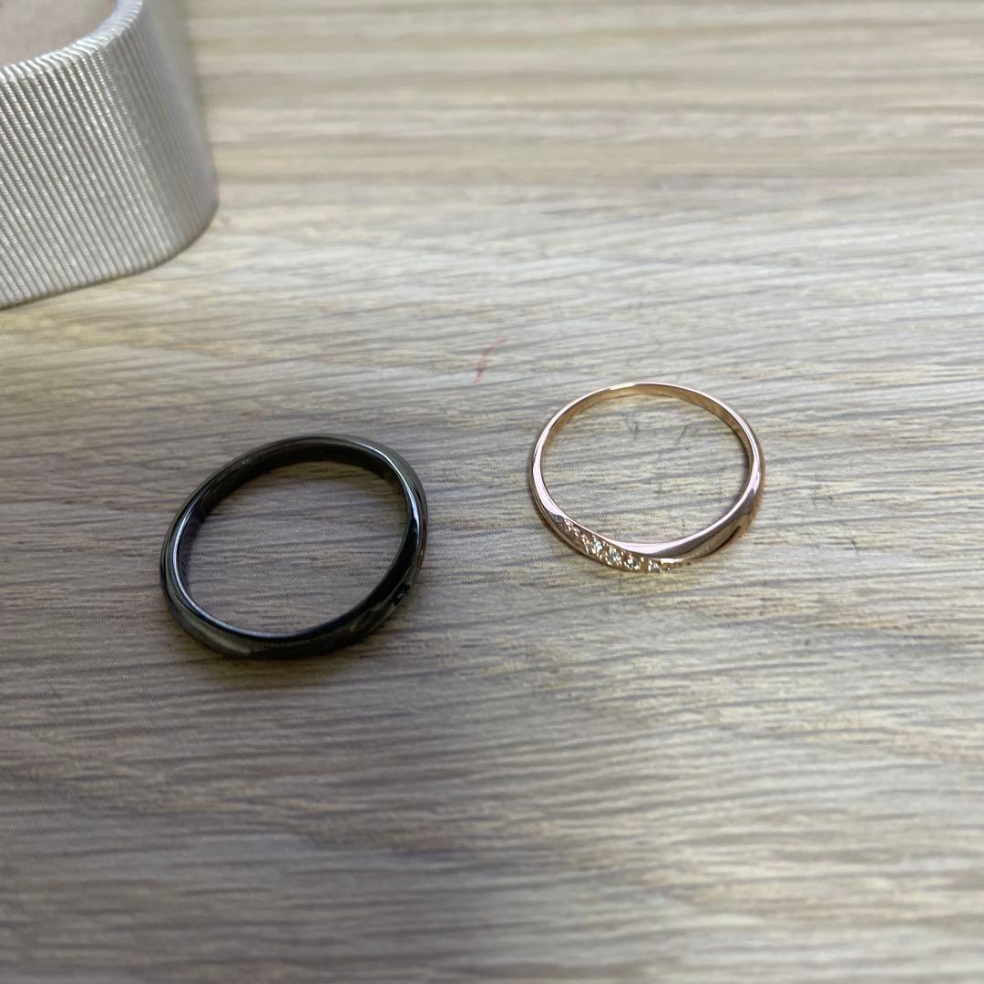 美品　the kiss ￼ペアリング　11号15号10k シルバー　ディズニー