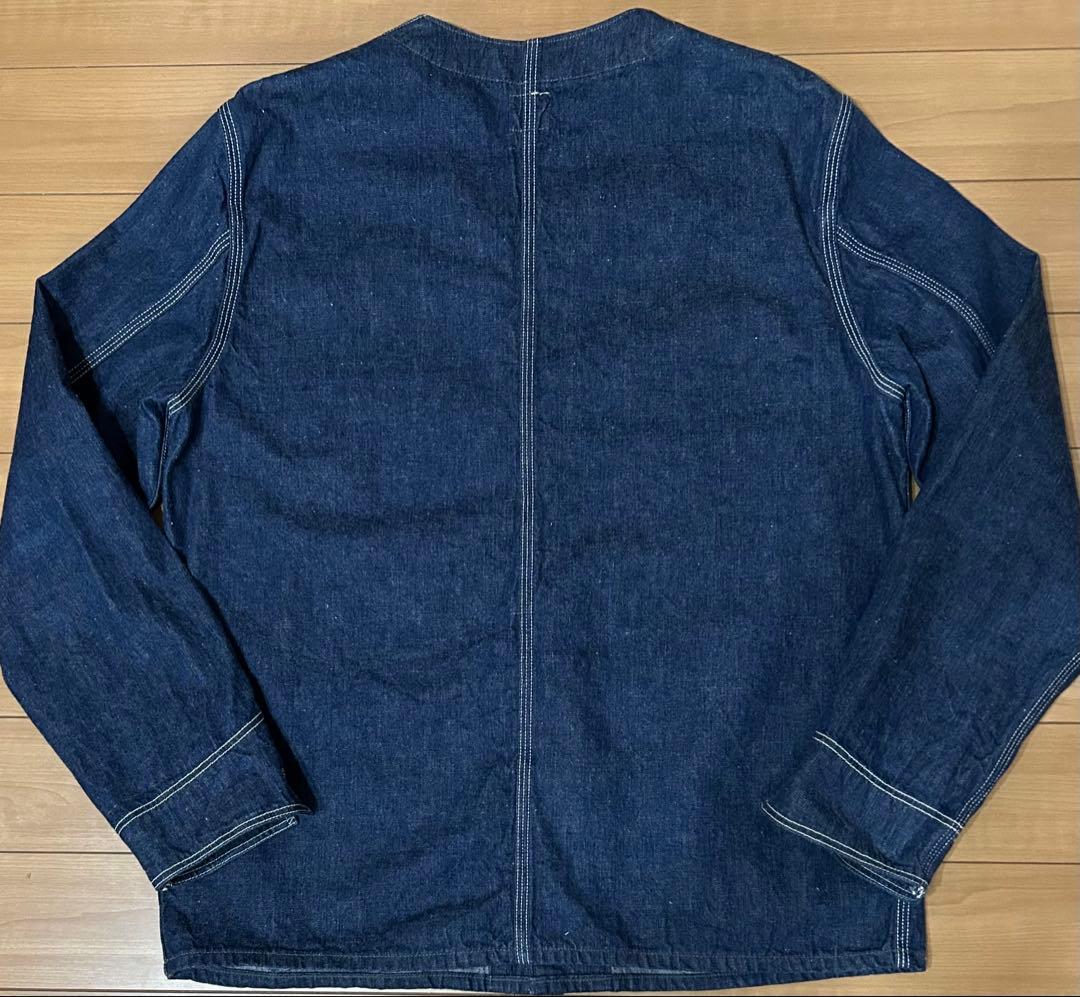 【美品】orSlow オアスロウノーカラー デニム カバーオール 濃紺 サイズ2