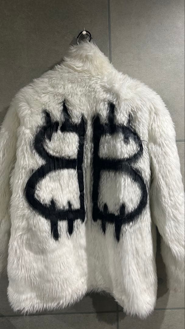 BALENCIAGA 2022AW バックBBロゴ ファーコートジャケット 34