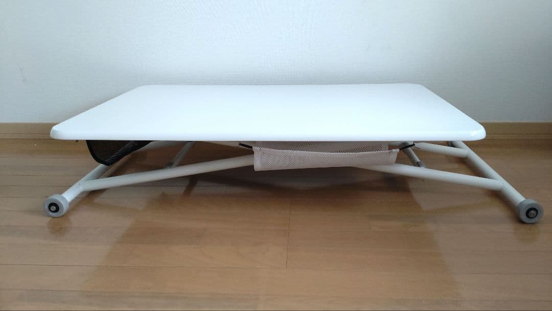 （美品）昇降テーブル　 ホワイト ガス圧 無段階調整