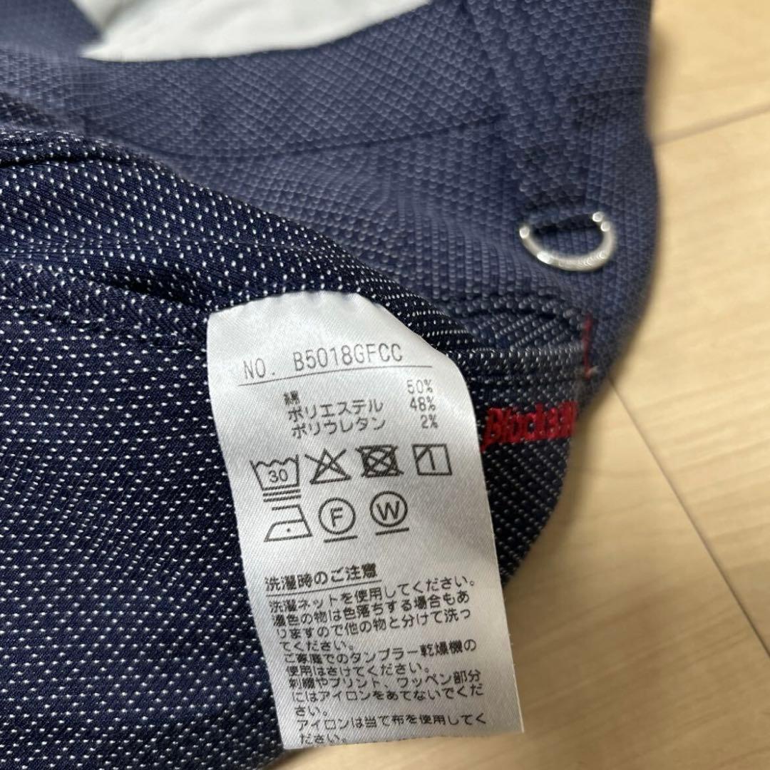 美品　ブラックアンドホワイト　92サイズ　ゴルフパンツ 紺 ストレッチ　総柄
