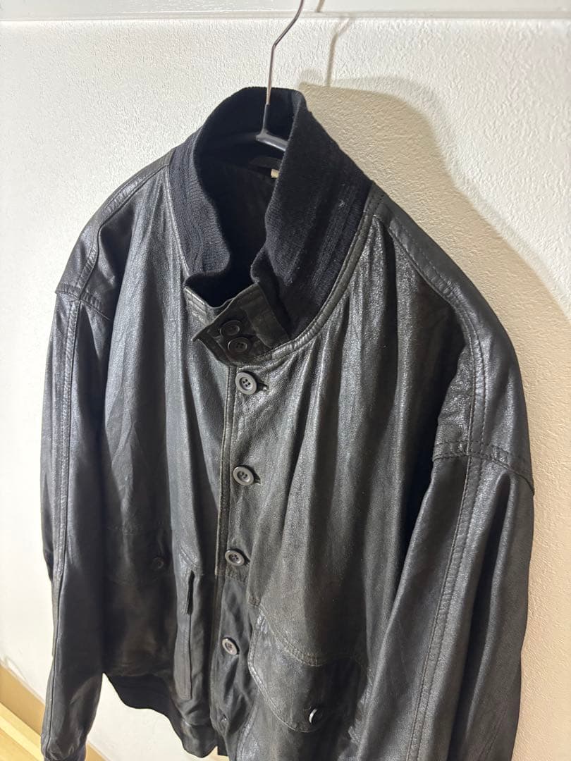 バルスタージャケット　ブラックレザー　ユーロ古着