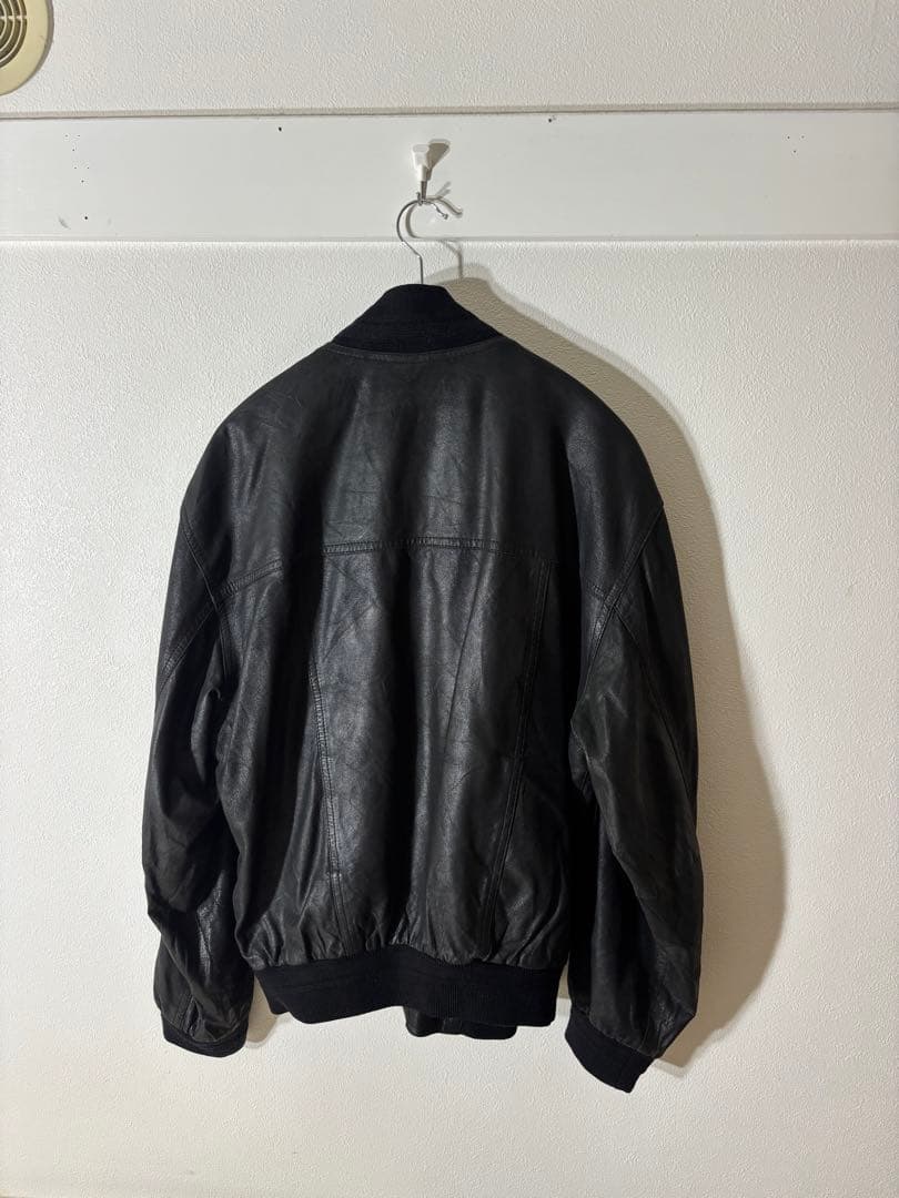 バルスタージャケット　ブラックレザー　ユーロ古着