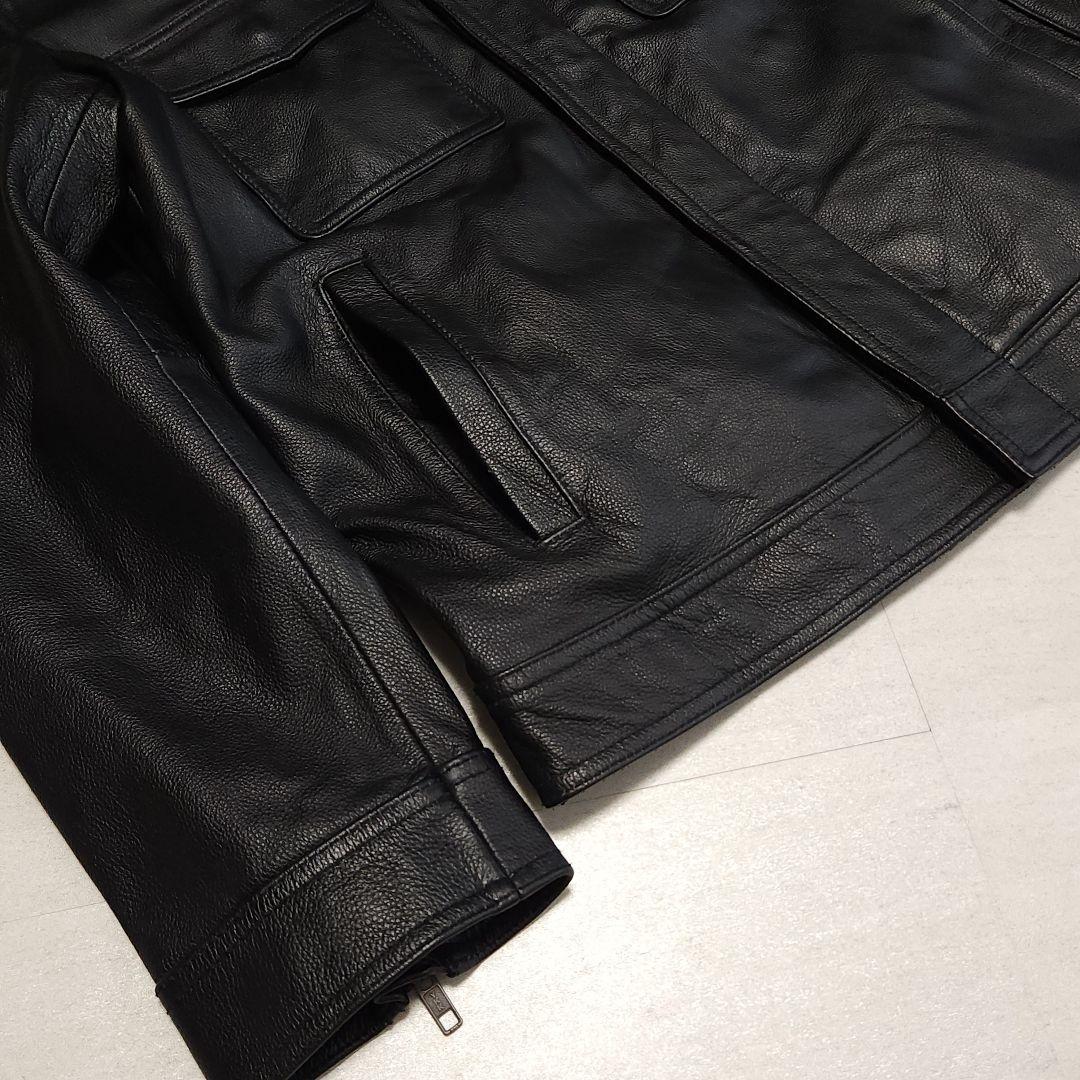 牛革 フルジップ レザージャケット トラッカージャケット ライダースジャケッ