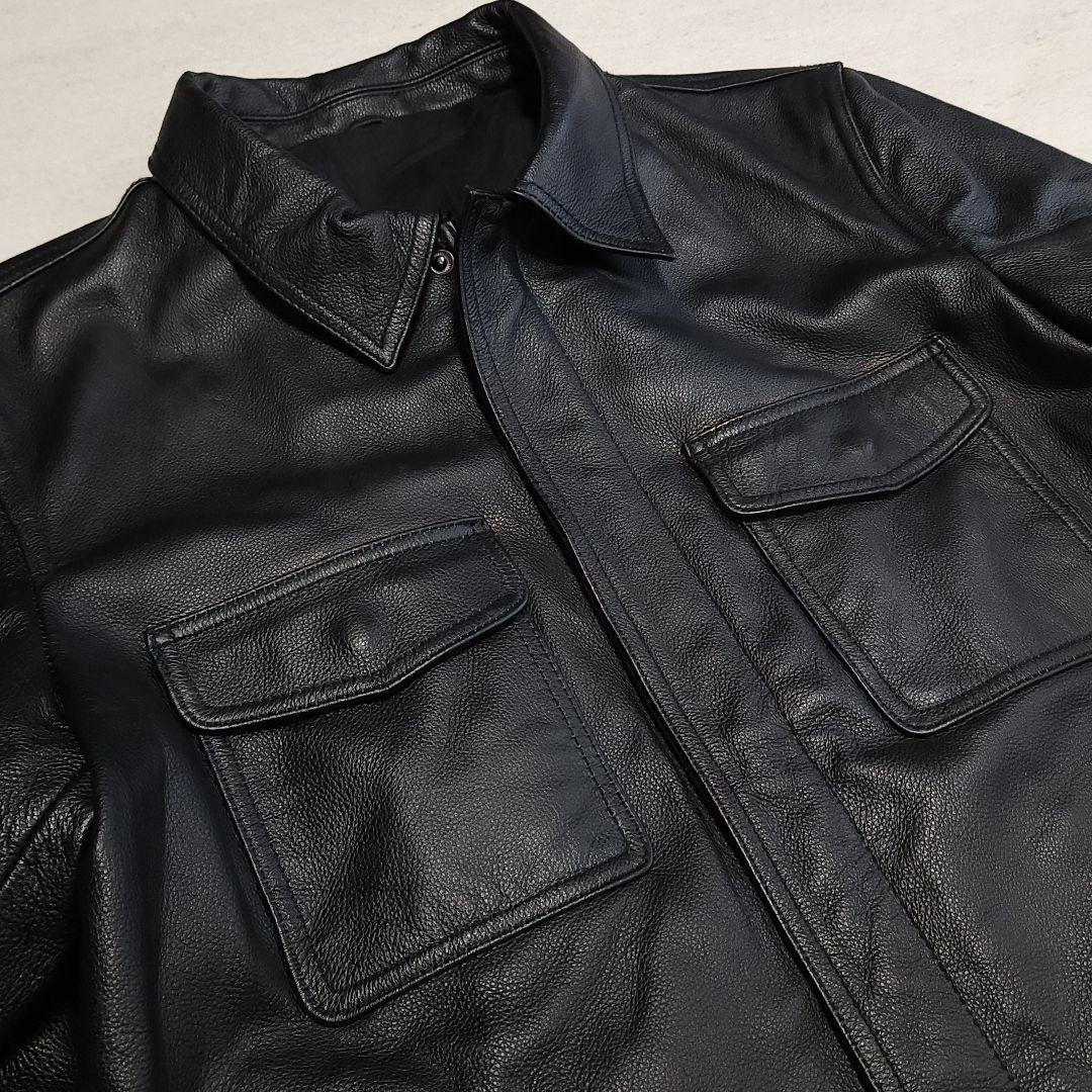 牛革 フルジップ レザージャケット トラッカージャケット ライダースジャケッ