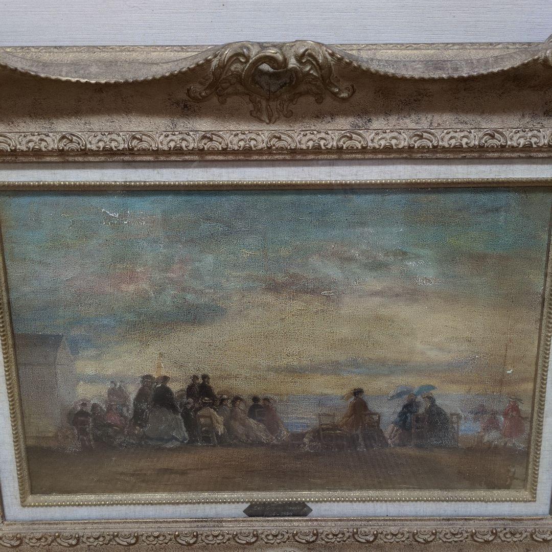 Luis Eugene Boudin 油彩画 海辺の風景