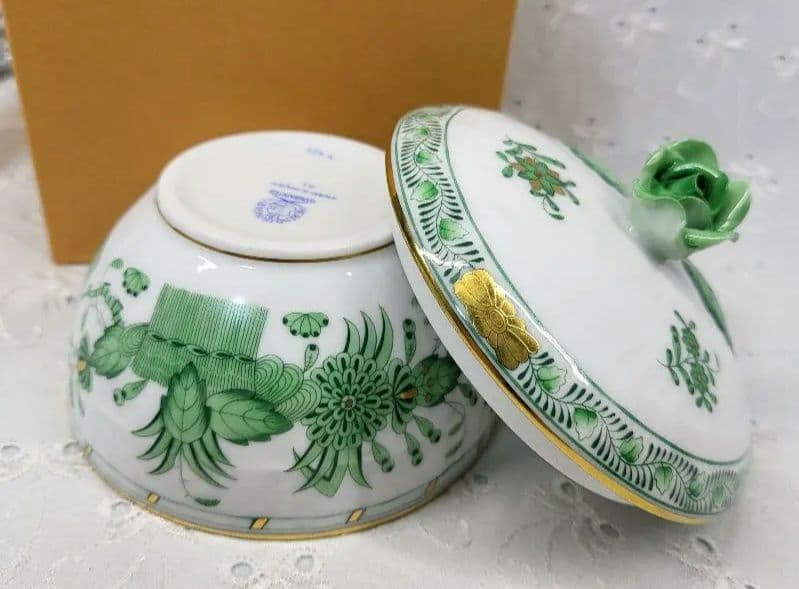 未使用✨高級✨ヘレンド インドの華 蓋付きボウル 小物入れ 箱