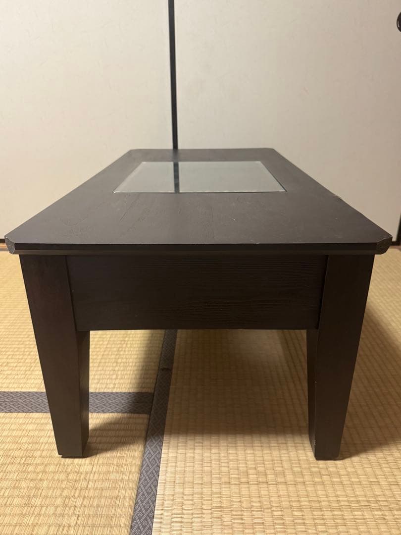 アジアン家具 リビングテーブル 幅100cm 引き出し付き ディスプレイ棚