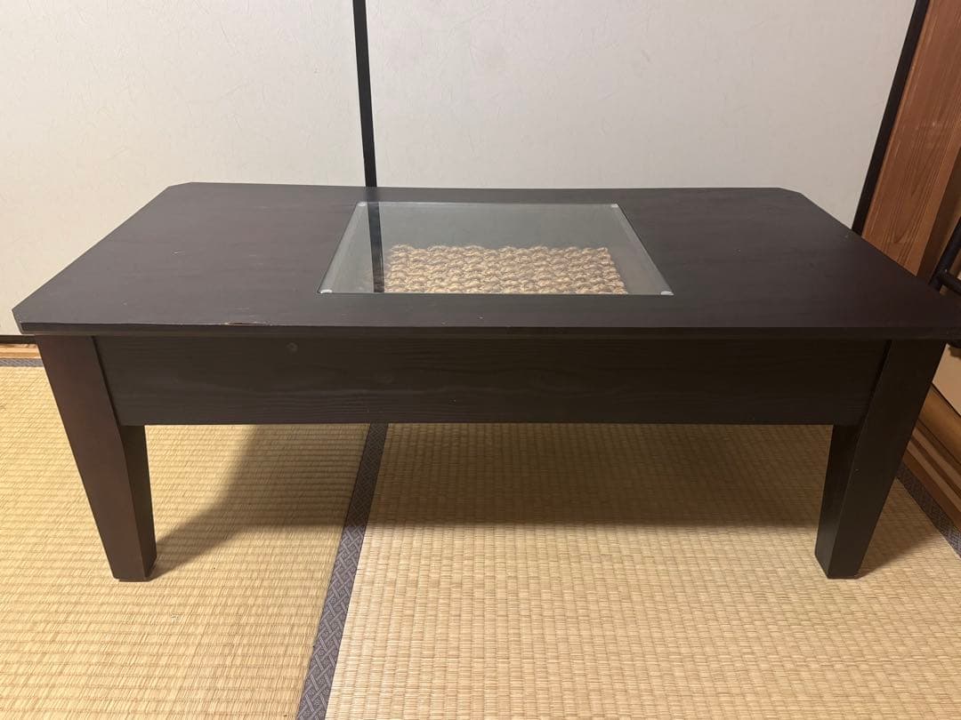 アジアン家具 リビングテーブル 幅100cm 引き出し付き ディスプレイ棚