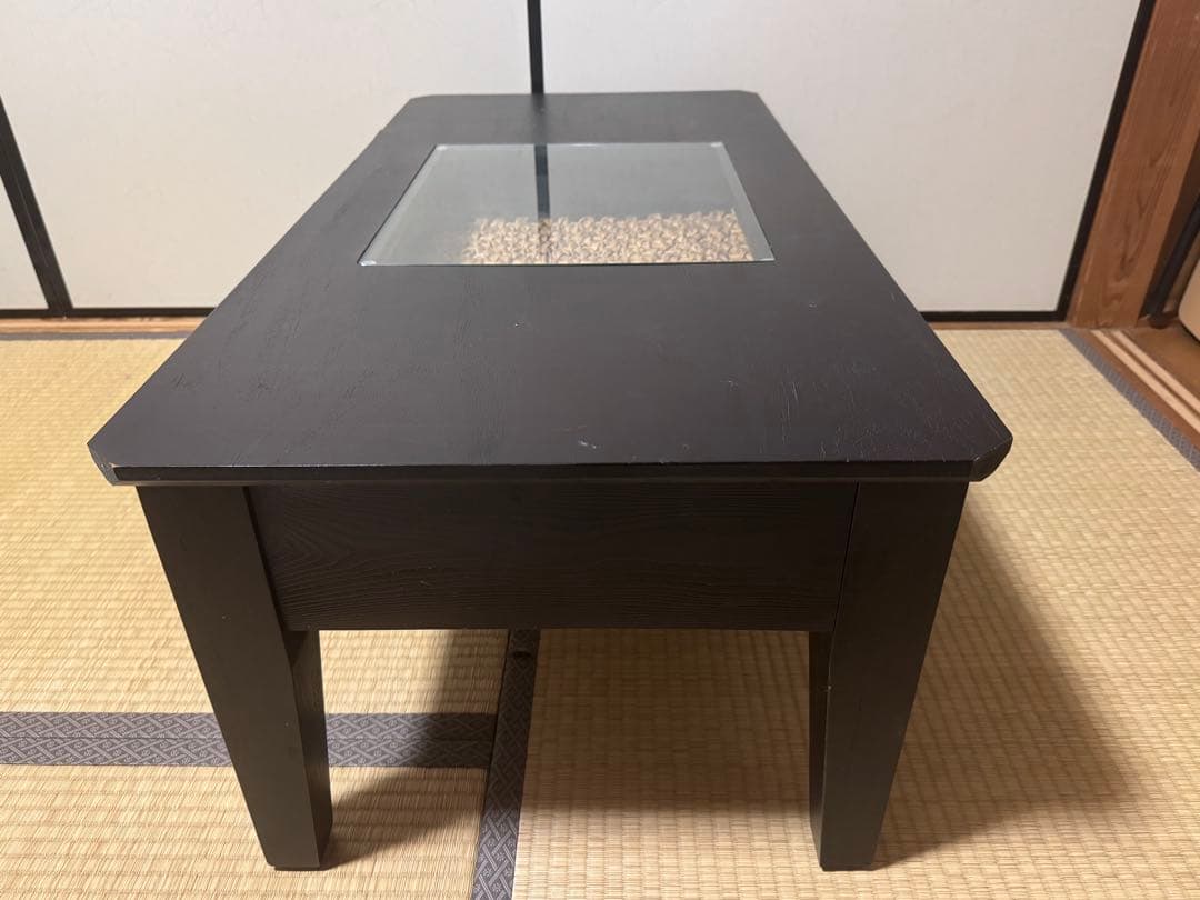 アジアン家具 リビングテーブル 幅100cm 引き出し付き ディスプレイ棚