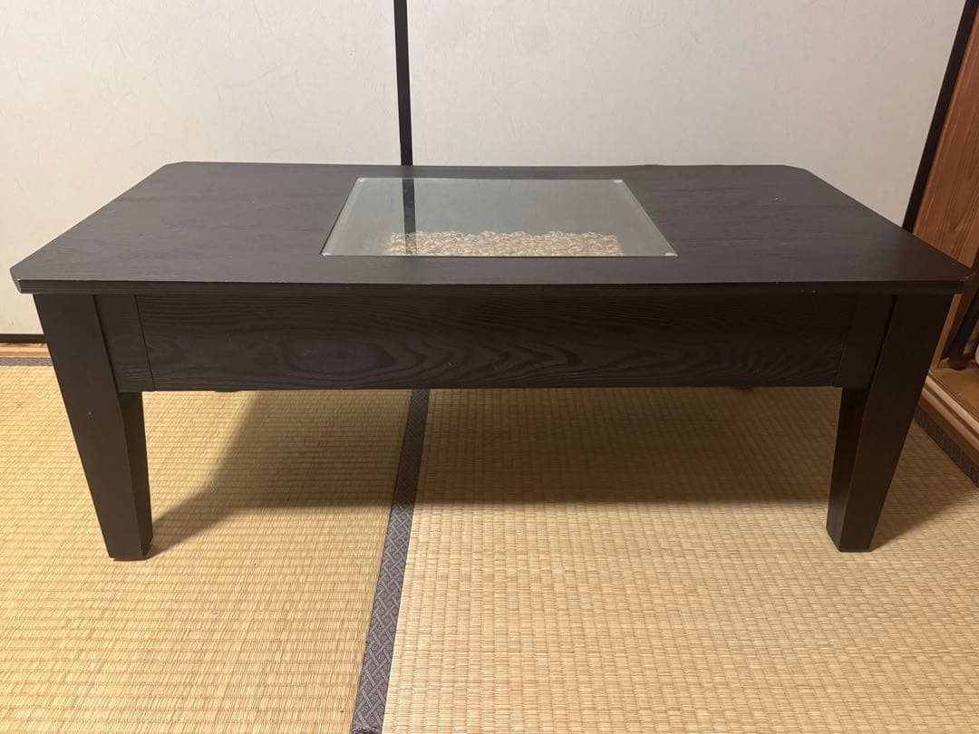 アジアン家具 リビングテーブル 幅100cm 引き出し付き ディスプレイ棚