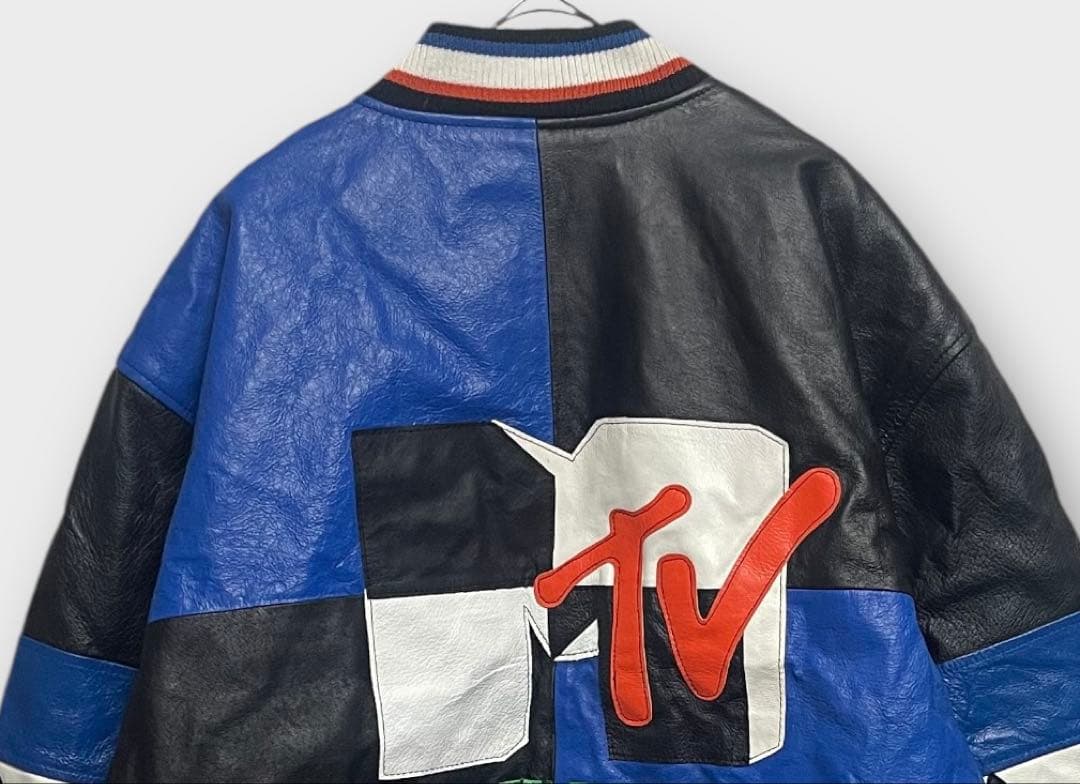 90s MTV MUSIC TELEVISION レザージャケット スタジャン