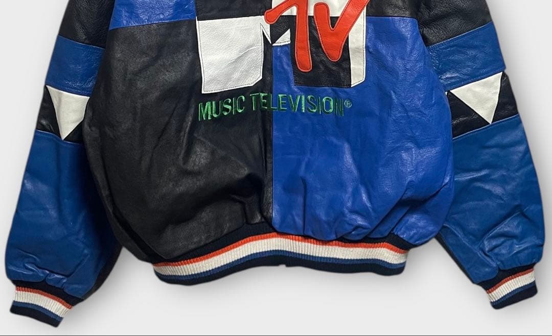 90s MTV MUSIC TELEVISION レザージャケット スタジャン