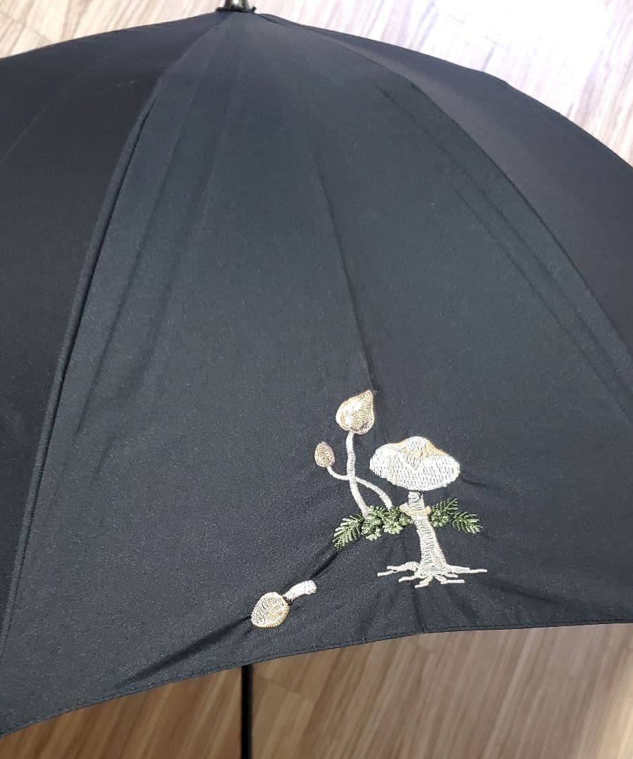JILL STUART ブラック 長傘 晴雨兼用 きのこ刺繍