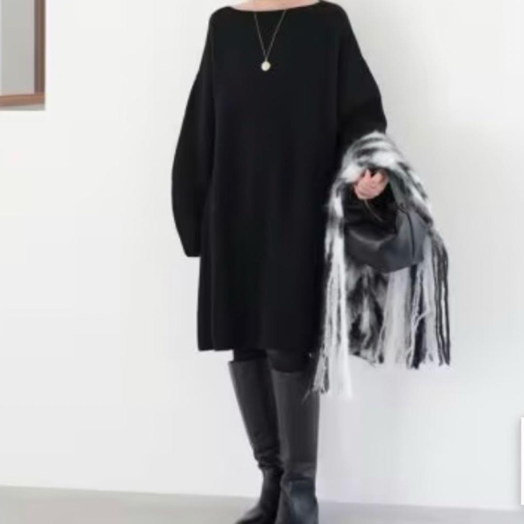 2023 SLOBE IENA ファインウールニットミニワンピース　ブラック