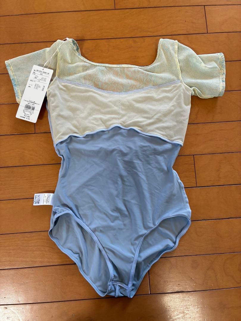 チャコット 水色 レース　花柄 バレエレオタード M 新品 おまけトートバック付