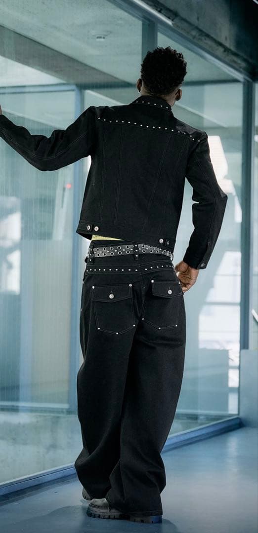 ANDER HUNK スタッズ付きデニムジャケット 黒