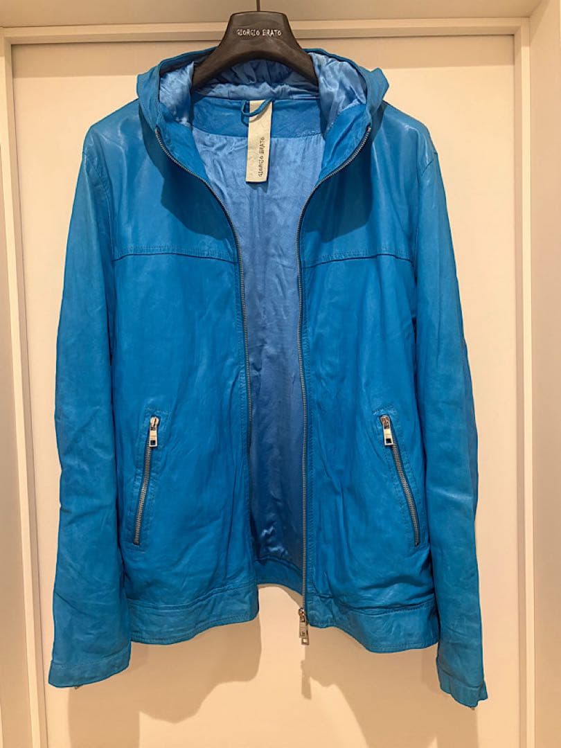 良品GIORGIO BRATOジョルジオブラット定番ラムレザーフーディジャケット
