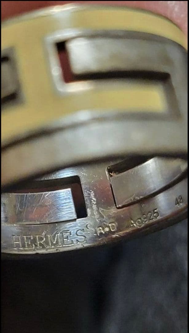 HERMES ムーブアッシュシルバーエナメル リング