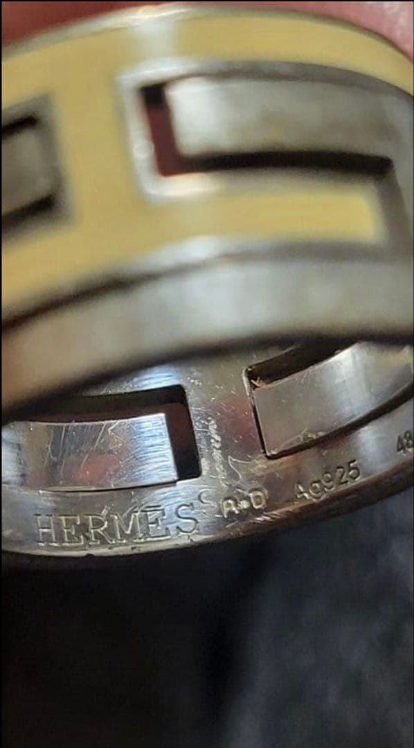 HERMES ムーブアッシュシルバーエナメル リング