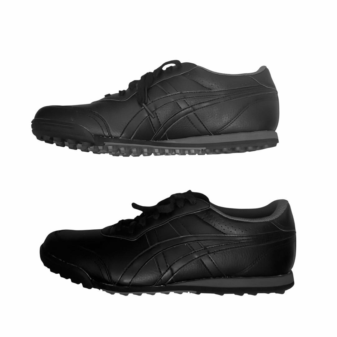 未使用✨asics アシックス ゴルフシューズ オールレザー ブラック　27.5